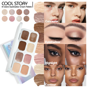 Paleta de Iluminadores y Bronzadores en Crema COOL STORY, 8 Colores Mate y Brillantes, Maquillaje Mineral Prensado Natural a Prueba de Agua para Contorno Facial - Product Image 3