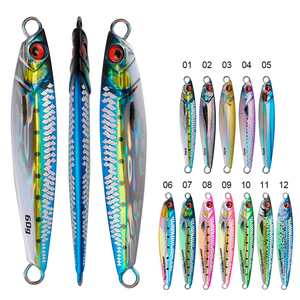 Señuelo de pesca de agua salada 40g 60g 80g ojos 3D brillo brillante caída lenta Plantilla de metal agua salada orilla jigging pelado escamas señuelo de metal - Product Image 2