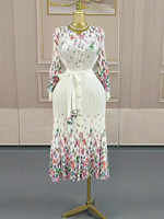 Nouvelle arrivée, robe imprimée tendance, élégante, ample, boutonnée, prête pour l'automne, robe midi flatteuse