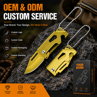 Mini couteau pliant de poche EDC porte-clés en acier inoxydable 3Cr13 avec lame plaquée titane, ouvre-bouteille, logo personnalisé OEM, vente en gros