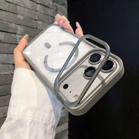 Étui de téléphone magnétique avec support de lentille invisible et protection en verre pour iPhone 17 Air 16 15 14 13 12 11 Pro Max Plus