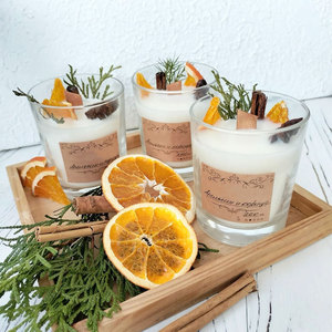 Velas Aromáticas de Madera Orgánicas Personalizadas en Oferta, Velas Decorativas Hechas a Mano con Cera de Soja, Aroma a <span class=keywords><strong>Canela</strong></span> y Naranja Seca - Product Image 5