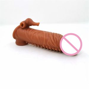 Großhandel wieder verwendbare Silikon Kondom mit Spike gepunkteten Hahn Ärmel Ring Scheide Kondome für Männer Extender Cover Sexspielzeug Penis Ärmel - Product Image 5
