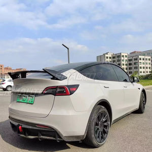 <b>For</b> Tesla Model Y 2018-2022 4-Door Rear Bumper <b>Diffuser</b> Lip ABS Carbon Fiber Look <b>Car</b> Boot Splitter Guard Spoiler Plate - Product Image 3