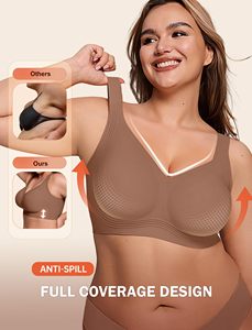 Sujetador sin costuras con tiras de gel de alta sujeción, de nailon y elastano, antideslizante, para senos grandes, uso diario para damas - Product Image 3