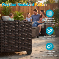 Ensemble de meubles de patio en osier résistant aux intempéries, canapé de patio extérieur avec table pour cour, terrasse, jardin