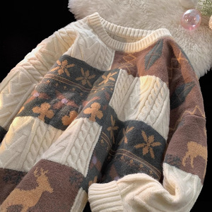 Dalang Sweater Factory Women's <b>Thick</b> Knit <b>Cardigan</b> Loose Crew Neck Patchwork Winter 2025 Anti Pilling Full Sleeve - Product Image 4