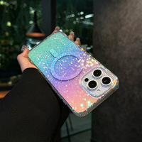 Poudre de paillettes transparentes à plaque de couleur dégradée pour Apple 16 IPhone15 Coque magnétique en boîte compatible TPU pour Apple 11 IPhone15