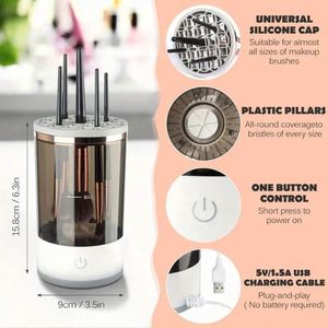 Limpiador de Brochas de Maquillaje Eléctrico 3 en 1, Soporte Giratorio Automático para Brochas de Maquillaje, Herramienta de Limpieza Rápida para Mujeres - Product Image 6
