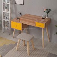 Coiffeuse en bois avec miroir et tabouret, Table de toilette, nues, Chic, grande coiffeuse pour filles, rangement de maquillage, grand meuble