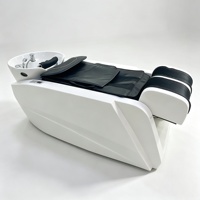 Fauteuil de pédicure de luxe en forme de croissant avec auvent LED, station de spa pour les pieds avec massage électrique et tabouret pour technicien