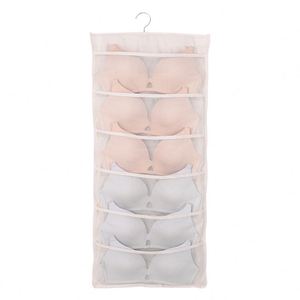 Sac de rangement double face pliable en tissu non tissé pour sous-vêtements, chaussettes et soutiens-gorge, à suspendre derrière la porte ou dans la penderie - Product Image 1