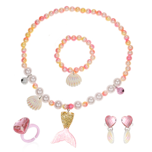 Collana di Perle a Tema Sirena per Bambine, Set di Gioielli da Principessa in Cinque Pezzi (Acrilico/Resina/Lucite), Regalo per le Feste, Vendita all'Ingrosso - Product Image 5