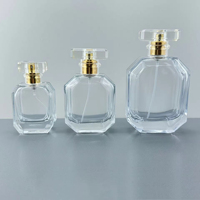 Flacon pulvérisateur de parfum en verre de 50 ml, transparent, rechargeable, avec bouchon en acrylique, emballage cosmétique