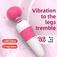 Damen-Masturbator „Second Tide“ mit großem Kopf und starkem Vibrationsgefühl – AV-Massagestab in Rosarot/Schwarz/Lila aus Latex mit 7 Vibrationsstufen
