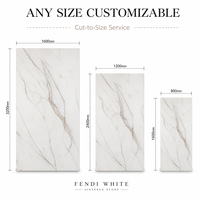 Dalle de porcelaine grand format en pierre frittée blanche Fendi de luxe, taille personnalisée, aspect marbre, pour mur, sol, villa