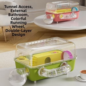 Deluxe 2-Story Square <strong>Hamster</strong> <strong>Cage</strong> Extra Large Transparent Solid Deep Base Top Level Escape-Proof Ventilated Mansion Syrian - Product Image 2
