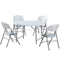 Table de camping carrée Sinoperfect pour l'extérieur, en plastique blanc, pliable, pour événements, mariages, fêtes