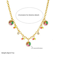 Collier pendentif multi-éléments haut de gamme et tendance pour femme, en acier inoxydable, avec zircon et pendentif en forme de tranches de citron colorées style dessin animé