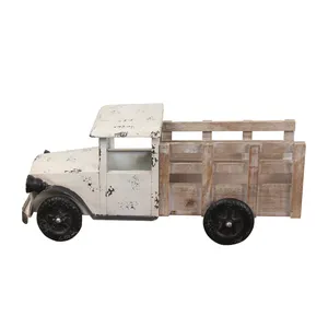 HYKING Rustic Truck Decoration Home and Garden Decoration Metal and Wood Garden Statue Sculpture