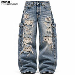 Wholesale <b>mens</b> loose denim <b>pants</b> Custom <b>mens</b> loose denim <b>pants</b> Loose jeans Heavyweight Denim Low MOQ Streetwear - Product Image 5