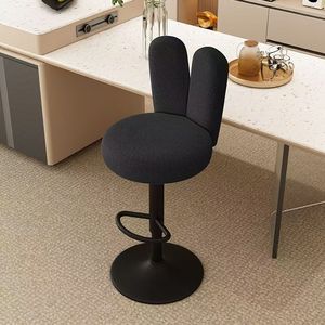 Nordique moderne velours lapin oreille comptoir <span class=keywords><strong>tabouret</strong></span> hauteur réglable pivotant chaise de Bar Base robuste salon maison Bar cuisine bureau - Product Image 3