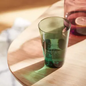 كوب شرب مياه بتصميم كلاسيكي زجاج دائري أخضر أكواب زجاجية للمنزل