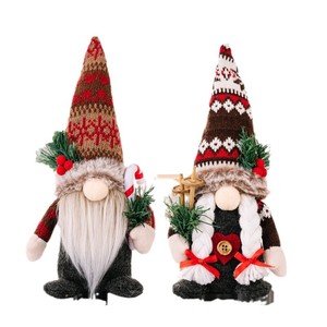 Décorations de Noël Père Noël <span class=keywords><strong>Image</strong></span> Décorations de chef de Noël Portant des chapeaux tricotés Mignon vieil homme <span class=keywords><strong>sans</strong></span> <span class=keywords><strong>visage</strong></span> nain - Product Image 1