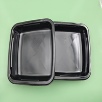 Barquette en plastique CPET recyclable de 850 ml pour la vente en gros, boîte à lunch jetable, procédé thermoformage, pour biscuits, sushis, salades, aliments pour animaux de compagnie, usines