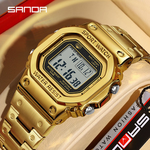 Sanda 2162 <b>Men's</b> Fashion Digital Electronic <b>Watch</b> with Blue Steel Band,50M <b>Waterproof</b> Top Brand Digital Wristwatch - Product Image 3