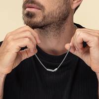 Collier personnalisé pour homme en acier inoxydable gravé avec nom et date, cadeau pour mari ou père