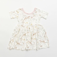 Robes d'été pour bébés filles, design tendance, vente en gros, imprimé licorne et étoiles, robe évasée en spandex/fibre de bambou respirante