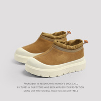 Sepatu Bot Salju Unisex Model Ankle Toe Gaya Timur Laut Musim Dingin Berlapis Bulu Suede Sapi Anti Selip Ekstra Tebal Tahan Air Berlapis Katun