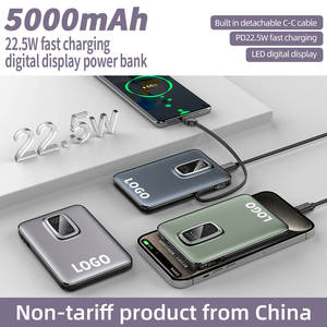 Portable Mini Power Bank 5000mAh PD 22.5W Fast <b>Charging</b> Digital Display Powerbank With Detachable <b>Cable</b> - Product Image 2