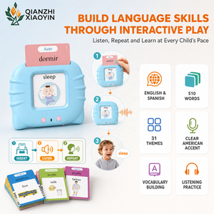 Machine de lecture parlante bilingue pour enfants, anglais-espagnol, 255 cartes, 510 <span class=keywords><strong>mots</strong></span>, 31 thèmes, accent américain, jouet éducatif - Product Image 2