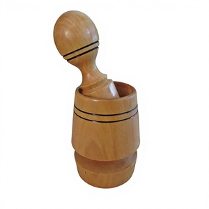 Wooden Mortar Pestle Set Handcrafted Durable Eco-Friendly <b>Herb</b> Spice <b>Grinder</b> Manual Food Grade Wood Bowl Matching Pestle Hand - Product Image 2