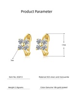 Anting Bunga Hoop Moissanite Klasik Mewah Perak Sterling S925 Berlapis Emas 18k Perhiasan Telinga Wanita Premium Elegan