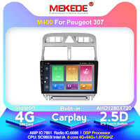 MEKEDE-M 9 pouces Android10 Quad Core Voiture DVD Lecteur Multimédia pour Peugeot 307 2004-2013 Radio RDS Vidéo Stéréo CFC GPS WIFI IPS