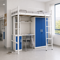 Meubles de dortoir pour étudiants, économiseurs d'espace, étagères modulaires, logement du personnel, lit mezzanine moderne en acier durable avec bureau
