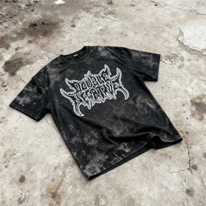 Camiseta Corta Lisa de 300g de Alto Gramaje para Hombre, Estilo Vintage Lavado y Desgastado, Oversize, Novedad 2025 de Alta Calidad - Product Image 1