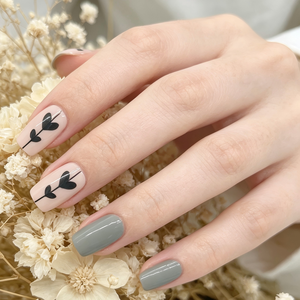 <span class=keywords><strong>Uñas</strong></span> Postizas Grises y Rosa Nude, <span class=keywords><strong>Uñas</strong></span> Cortas Cuadradas Brillantes con Diseño de Corazón, <span class=keywords><strong>Uñas</strong></span> Acrílicas Reutilizables - Product Image 2