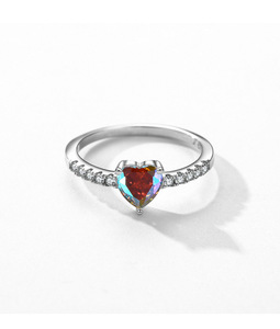 S925 Sterling Silver Heart Gradient Gem Row Stone <b>Adjustable</b> <b>Ring</b> Romantic Gift Light Luxury Finger Jewelry For Women - Product Image 5