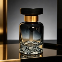 Bouteille diffuseur à roseaux en verre noir transparent dégradé personnalisée, fond volcanique, pot d'arôme vide avec bouchon à vis, parfum d'ambiance de luxe pour la maison