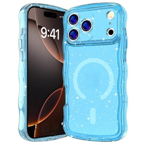 Coque de téléphone transparente magnétique à paillettes ondulées de qualité pour iPhone 17 Air 16 Pro Max 15 Plus, coque arrière pour Samsung S26 - Product Image 6