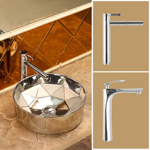 Gold Ceramic Countertop <b>Basin</b> <b>Round</b> Durable Sink For Bathroom - Product Image 3