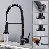 Robinet d'évier de cuisine à ressort coulissant multifonctionnel moderne chromé pour cuisines et salles de bains