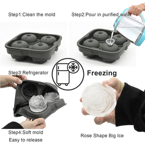 ถาดน้ำแข็งซิลิโคนรูปกุหลาบสำหรับใช้ในตู้แช่แข็งเกรดอาหารปลอดภัยสำหรับของจำเป็นสำหรับบ้านใหม่ถาดน้ำแข็งที่มีฝาปิดสำหรับวิสกี้บูร์บง - Product Image 3