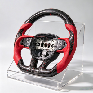 Accesorios para Automóviles <span class=keywords><strong>Dodge</strong></span> Charger Challenger, Volante de Fibra de Carbono Forjado Rojo, Personalizado de Alta Calidad, en Cuero Liso - Product Image 3