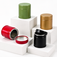 Prêt à expédier – Vente en gros – Boîte cylindrique ronde en fer blanc de 50 g avec couvercle, personnalisable avec logo, pour le stockage de thé en vrac et de poudre de matcha