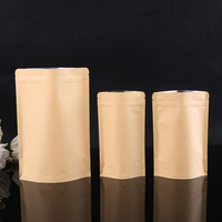 Sac en papier kraft brun autoportant avec petite fenêtre et fermeture éclair pour l'emballage alimentaire